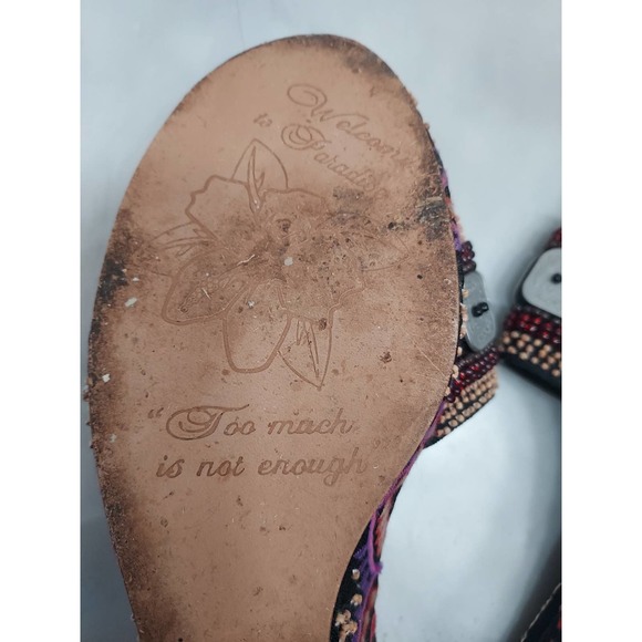 Beverly Feldman  Colorful Wedge Slide Sandals Size 9M - Picture 9 of 9